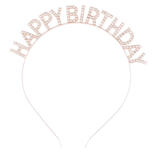 Obrázek k výrobku 26705 - Nejedlá dekorácia kovová Čelenka ružovo-zlatá Happy Birthday