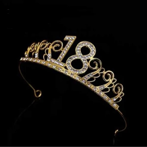 Obrázek k výrobku 26710 - Nejedlá dekorácia kovová Koruna zlatá s číslom 18