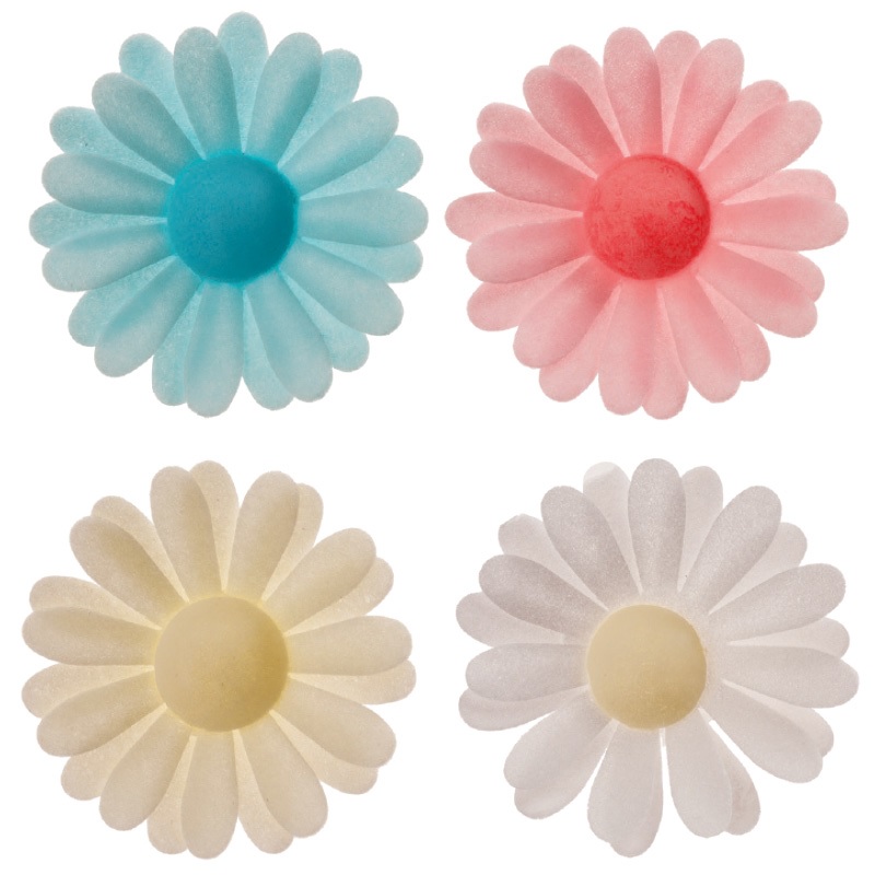 Obrázek k výrobku 23419 - Oblátkové kvety Margarétka mix farieb (4,5cm)(10ks)
