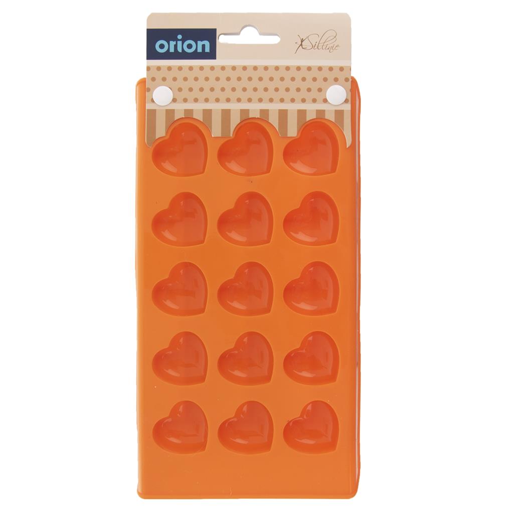 Obrázek k výrobku 19571 - Orion Silikónová forma na čokoládu Srdce oranžová (na 15 ks)
