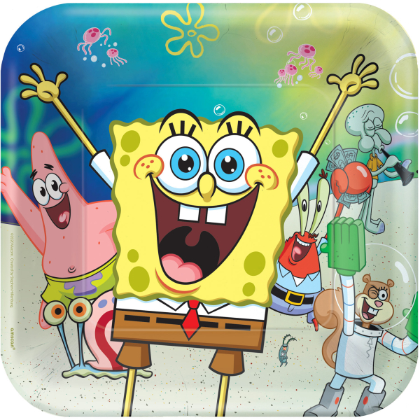 Obrázek k výrobku 24173 - Papierové taniere -SpongeBob štvorcové  23cm