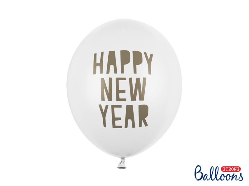 Obrázek k výrobku 20898 - PartyDeco balóniky biele  Happy New Year (6 ks)