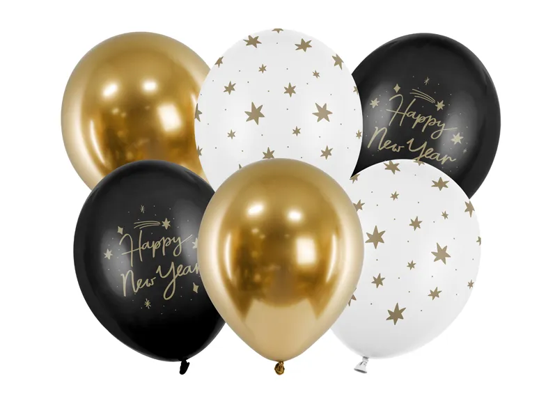 Obrázek k výrobku 22477 - PartyDeco balóniky Happy New Year (6 ks)