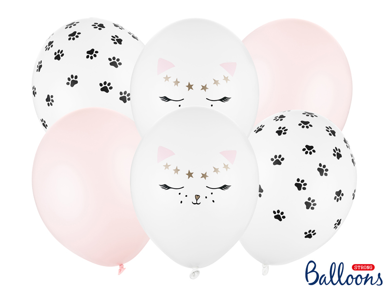 Obrázek k výrobku 20326 - PartyDeco balóniky pastelove s mačičkou(6 ks)