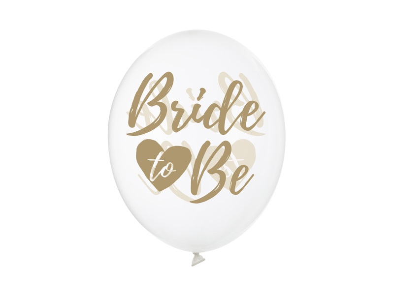 Obrázek k výrobku 22294 - PartyDeco balóniky priehľadné so zlatým nápisom Bride to be pre nevesty (6 ks)