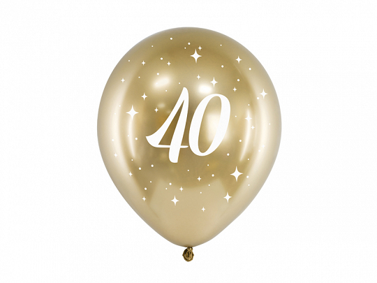 Obrázek k výrobku 20944 - PartyDeco balóniky zlaté metalické s bielym číslom 40 (6 ks)