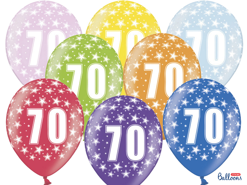 Obrázek k výrobku 15439 - PartyDeco balónky barevné metalické 70. narozeniny (6 ks, náhodné barvy)