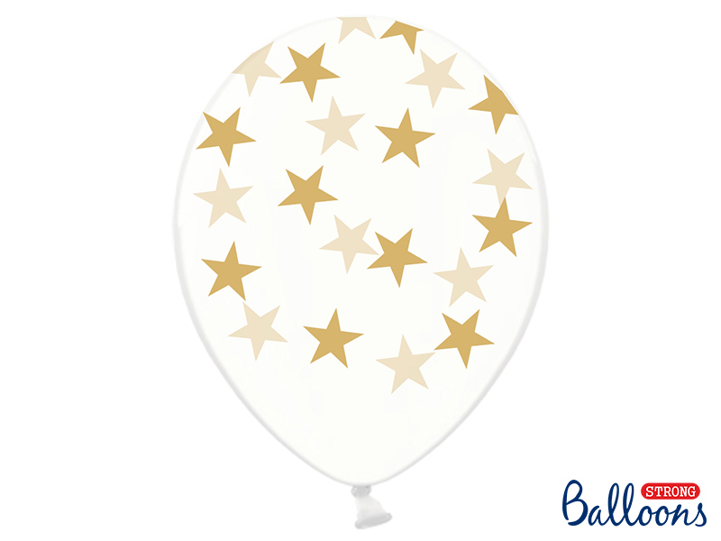 Obrázek k výrobku 15456 - PartyDeco balónky průhledné se zlatými hvězdami (6 ks)