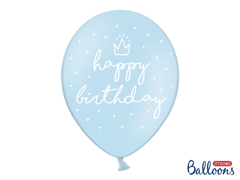 Obrázek k výrobku 14825 - PartyDeco balónky světle modré Happy Birthday (6 ks)