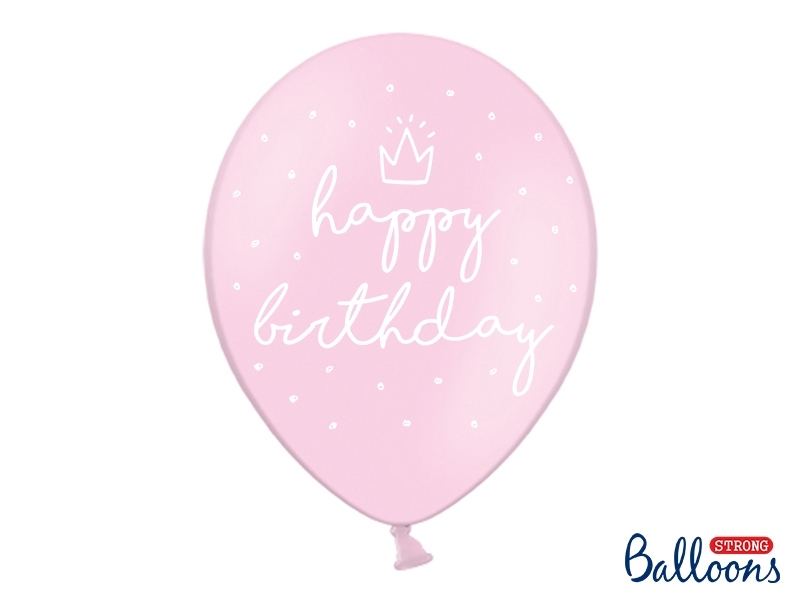 Obrázek k výrobku 14826 - PartyDeco balónky světle růžové Happy Birthday (6 ks)