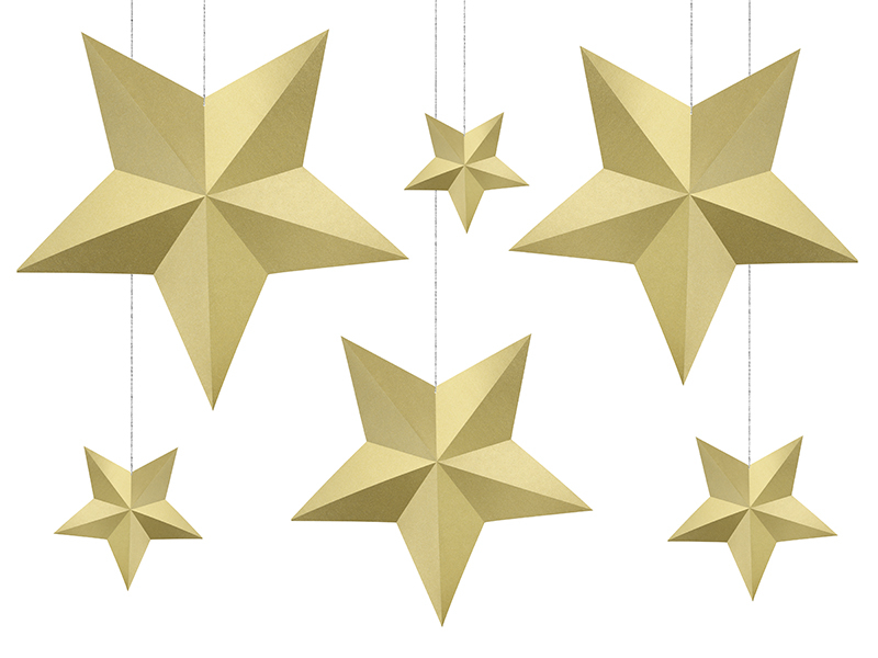 Obrázek k výrobku 20224 - PartyDeco dekorácia Hviezdy zlatá (6 ks)