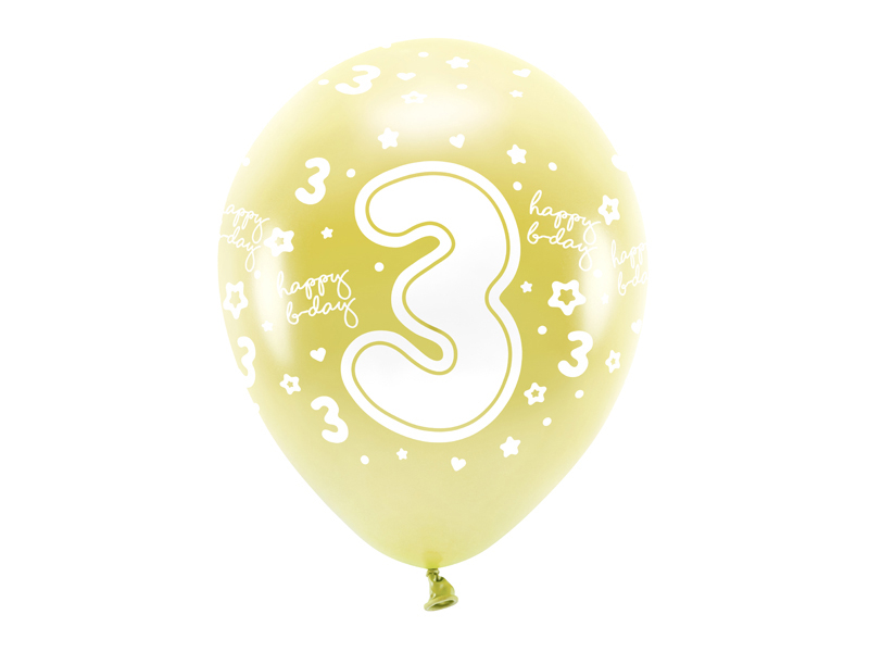 Obrázek k výrobku 21872 - PartyDeco ECO balóny metalické zlaté s číslom \"3\" (6 ks)