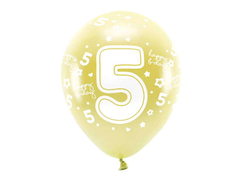Obrázek k výrobku 21874 - PartyDeco ECO balóny metalické zlaté s číslom \"5\" (6 ks)