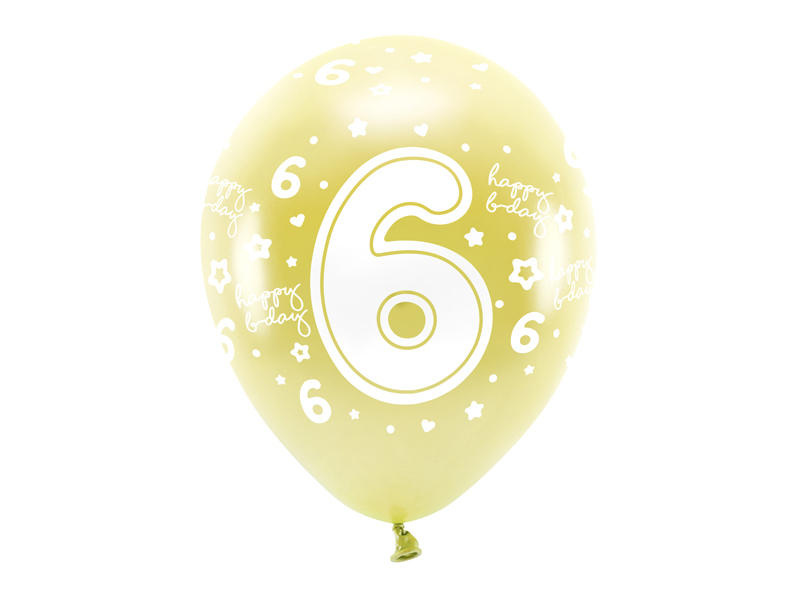 Obrázek k výrobku 21875 - PartyDeco ECO balóny metalické zlaté s číslom \"6\" (6 ks)