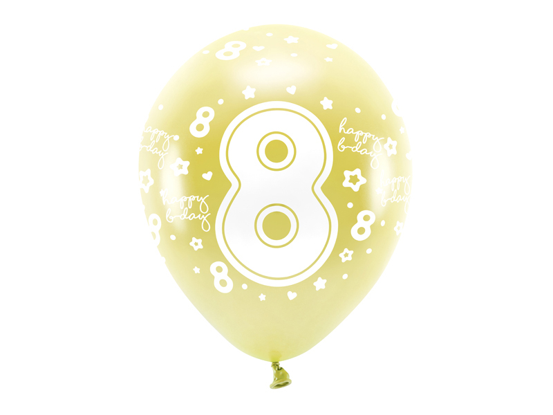 Obrázek k výrobku 21877 - PartyDeco ECO balóny metalické zlaté s číslom \"8\" (6 ks)