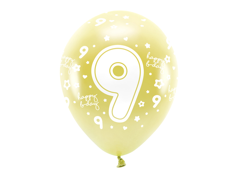 Obrázek k výrobku 21878 - PartyDeco ECO balóny metalické zlaté s číslom \"9\" (6 ks)
