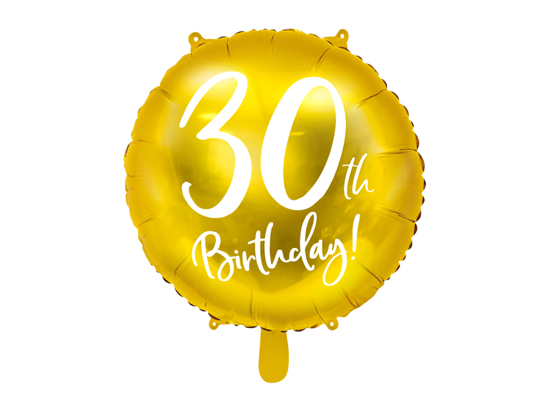 Obrázek k výrobku 21338 - PartyDeco Fóliový balón 30 th birthday zlatý (45 cm)