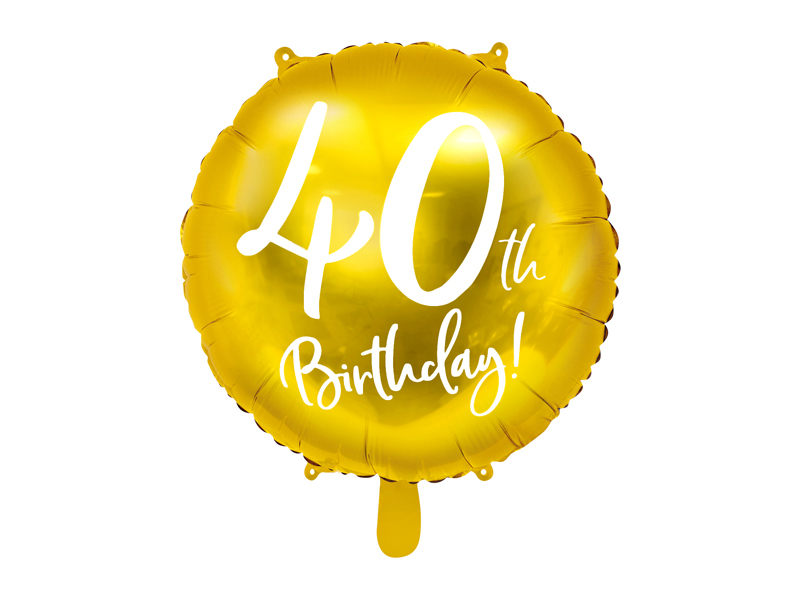 Obrázek k výrobku 21339 - PartyDeco Fóliový balón 40 th birthday zlatý (45 cm)