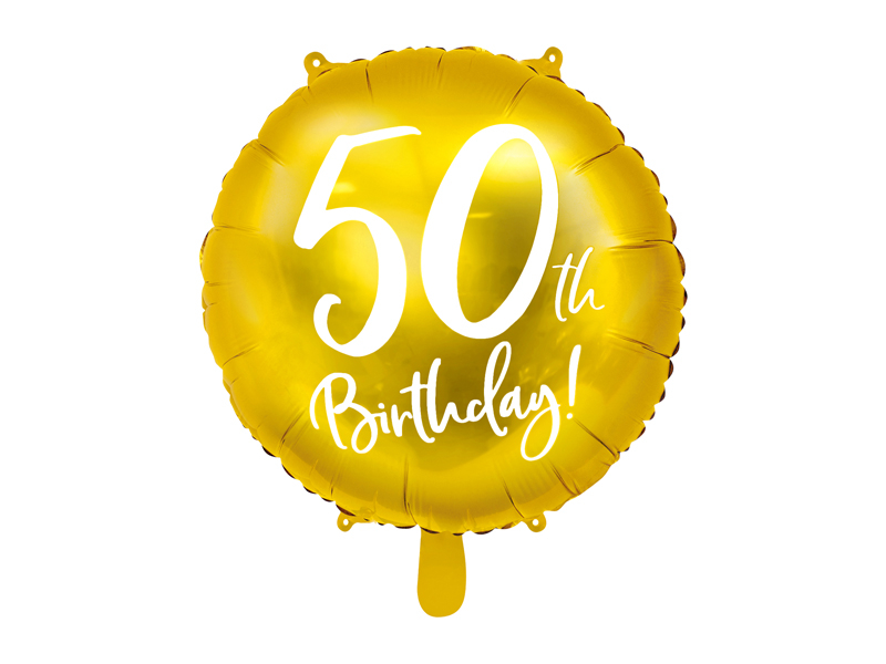 Obrázek k výrobku 21525 - PartyDeco Fóliový balón 50 th birthday zlatý (45 cm)
