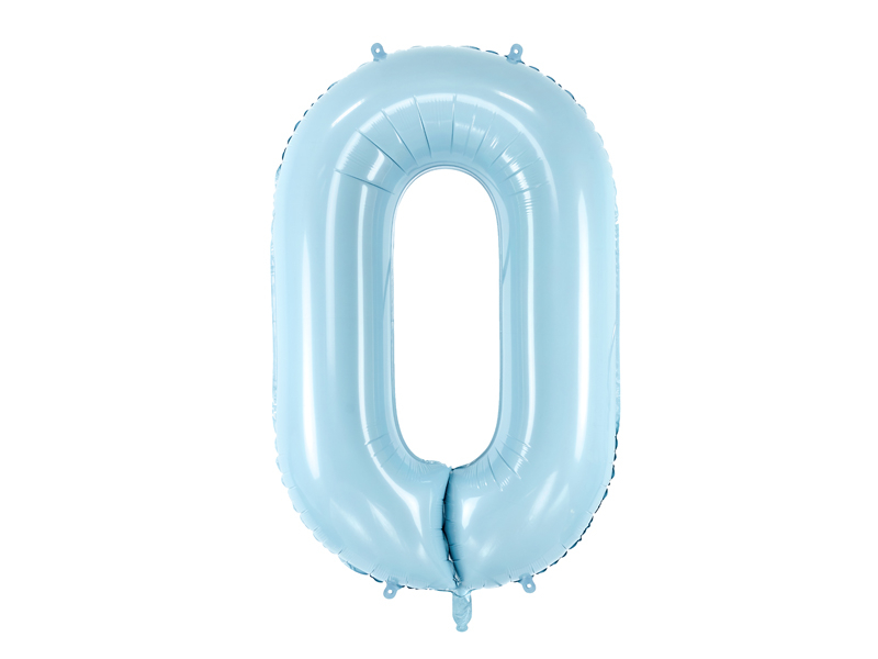 Obrázek k výrobku 21352 - PartyDeco Fóliový balón číslo \"0\"bledo- modrý (86 cm)