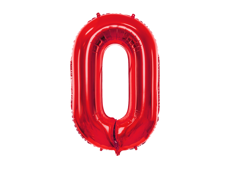 Obrázek k výrobku 21018 - PartyDeco Fóliový balón číslo \"0\" červený (86 cm)