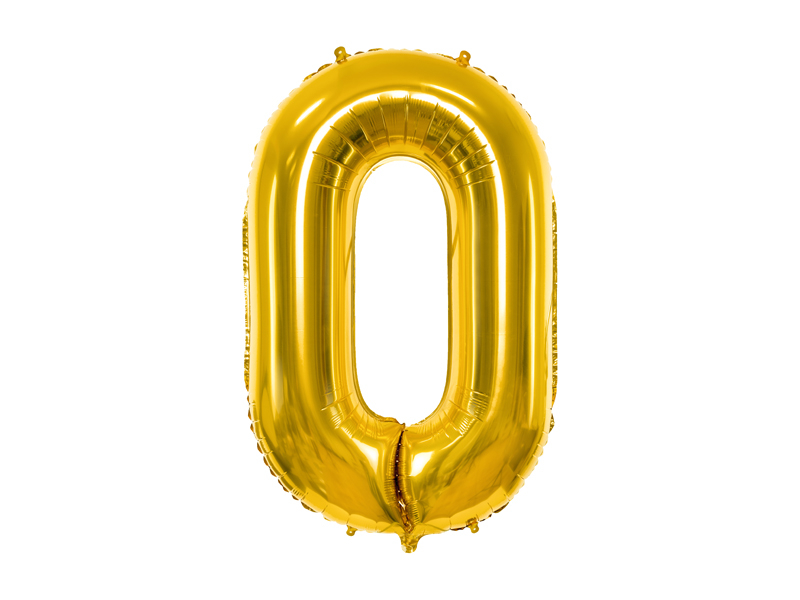 Obrázek k výrobku 21496 - PartyDeco Fóliový balón číslo \"0\" zlatý (86 cm)