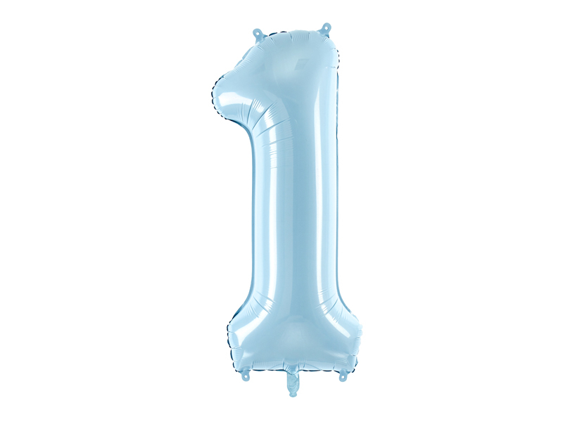Obrázek k výrobku 21353 - PartyDeco Fóliový balón číslo \"1\"bledo- modrý (86 cm)