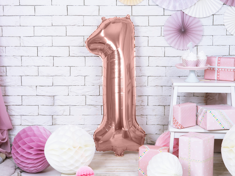 Obrázek k výrobku 19127 - PartyDeco Fóliový balón číslo \"1\" ružové zlato (86 cm)