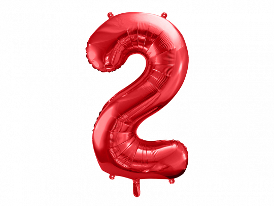 Obrázek k výrobku 21020 - PartyDeco Fóliový balón číslo \"2\" červený (86 cm)