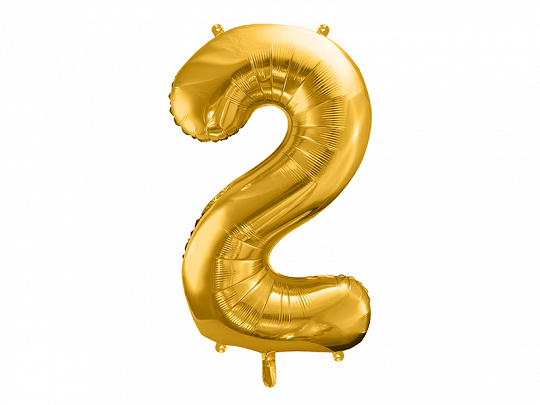 Obrázek k výrobku 21498 - PartyDeco Fóliový balón číslo \"2\" zlatý (86 cm)