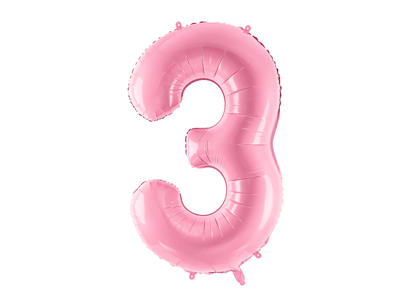Obrázek k výrobku 21509 - PartyDeco Fóliový balón číslo \"3\"ružový (86 cm)