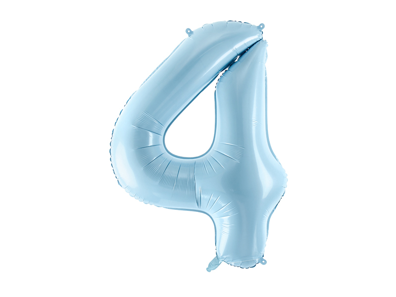 Obrázek k výrobku 21356 - PartyDeco Fóliový balón číslo \"4 \"bledo- modrý (86 cm)