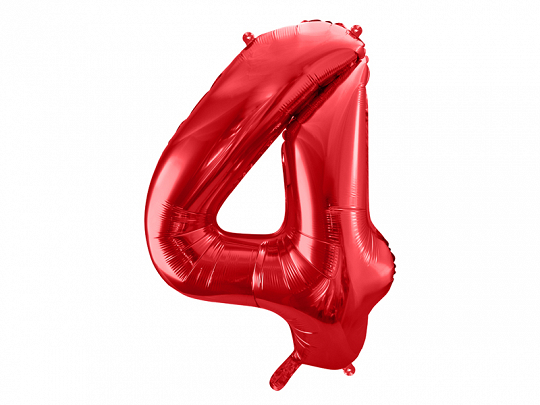 Obrázek k výrobku 21548 - PartyDeco Fóliový balón číslo \"4\" červený (86 cm)