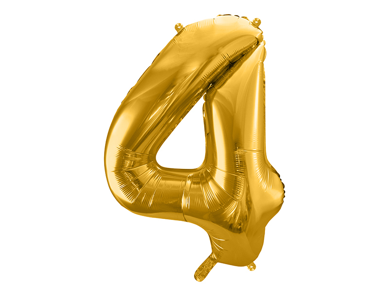Obrázek k výrobku 21500 - PartyDeco Fóliový balón číslo \"4\" zlatý (86 cm)