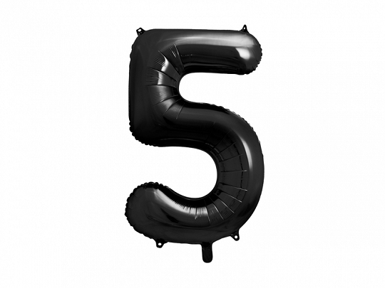Obrázek k výrobku 21372 - PartyDeco Fóliový balón číslo \"5\" čierny (86 cm)