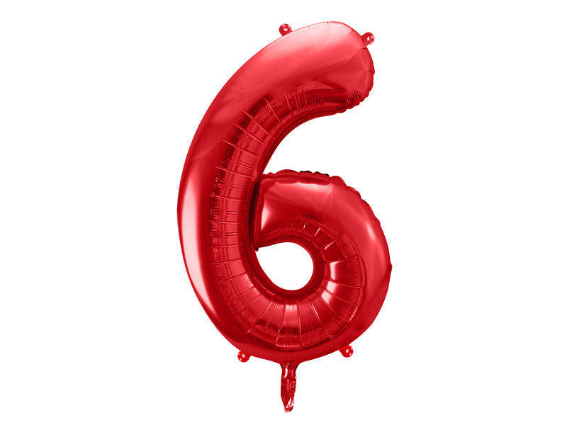 Obrázek k výrobku 21023 - PartyDeco Fóliový balón číslo \"6\" červený (86 cm)