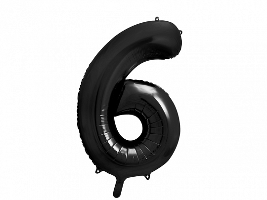 Obrázek k výrobku 21373 - PartyDeco Fóliový balón číslo \"6\" čierny (86 cm)