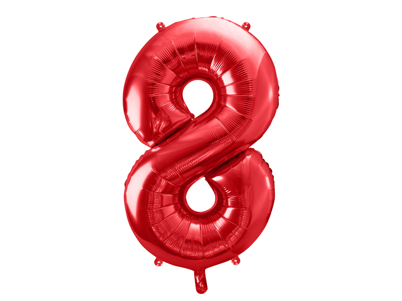 Obrázek k výrobku 21022 - PartyDeco Fóliový balón číslo \"8\" červený (86 cm)