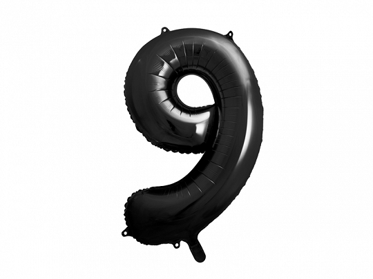 Obrázek k výrobku 21376 - PartyDeco Fóliový balón číslo \"9\" čierny (86 cm)