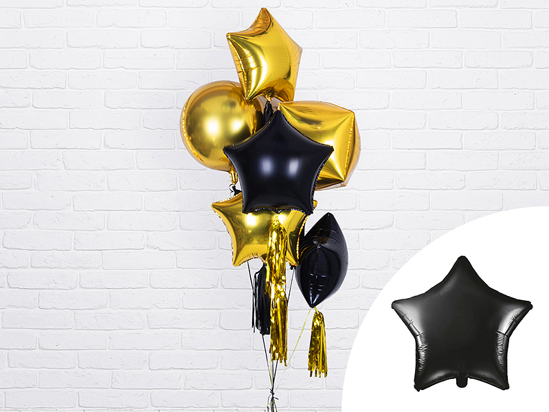 Obrázek k výrobku 21344 - PartyDeco Fóliový balón Hviezda čierna (48 cm)