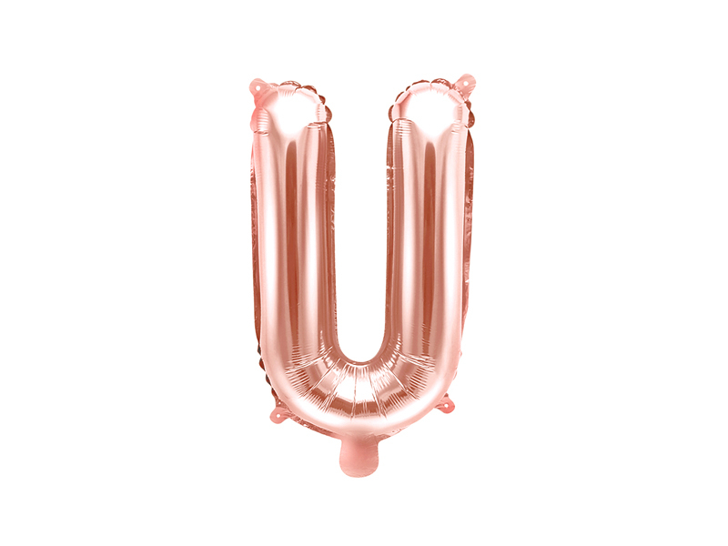 Obrázek k výrobku 21567 - PartyDeco Fóliový balón písmeno \"U\" ružové zlato (35 cm)
