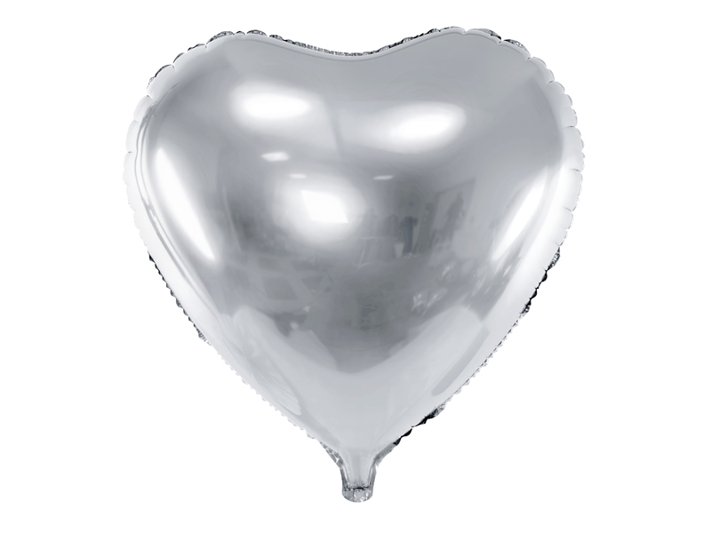 Obrázek k výrobku 21025 - PartyDeco Fóliový balón Srdce strieborné 45 cm