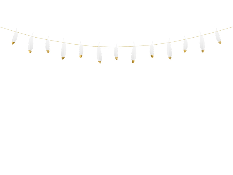 Obrázek k výrobku 20239 - Partydeco Girlanda bielo-zlaté perá