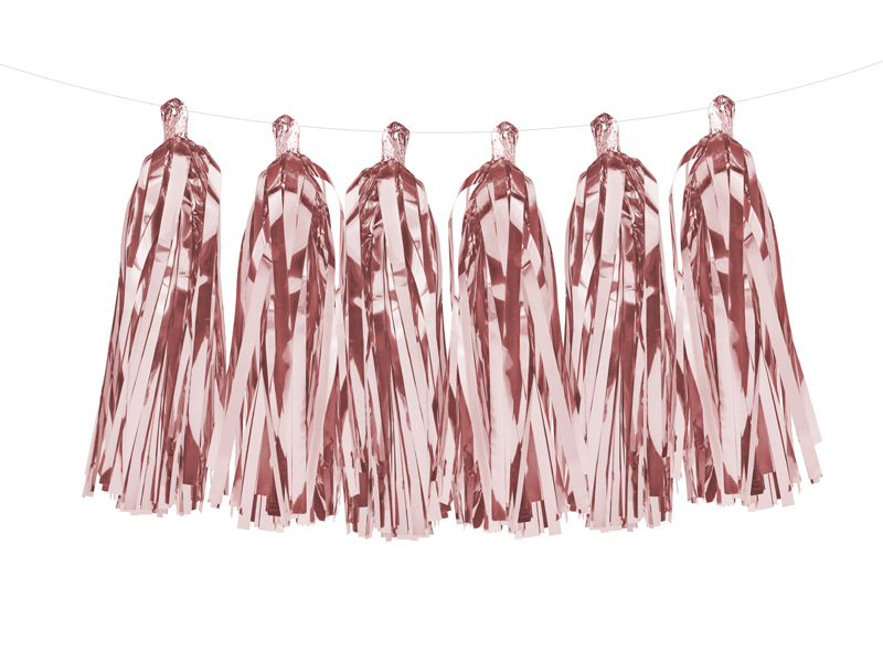 Obrázek k výrobku 20323 - Partydeco Girlanda strapce ružové zlato (12 ks)