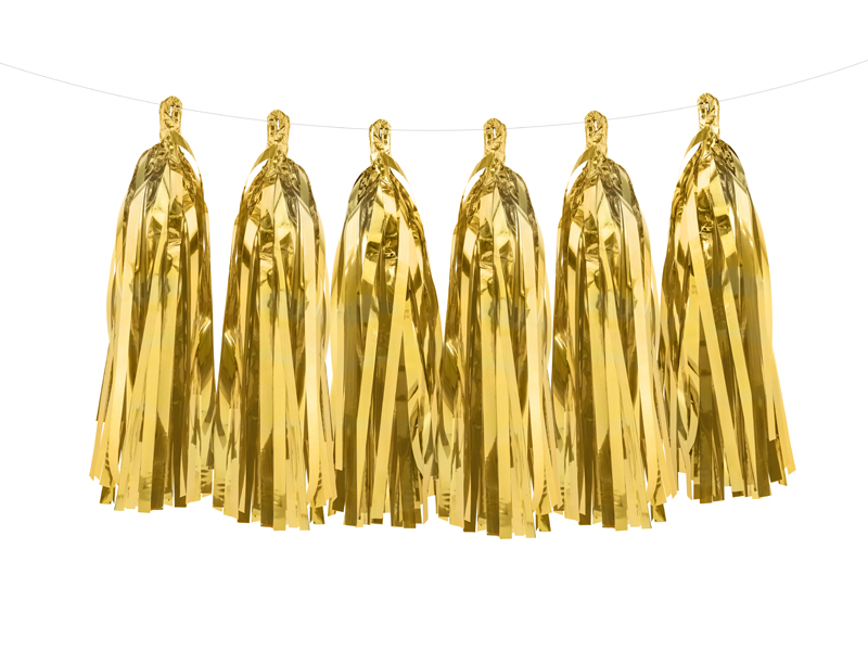 Obrázek k výrobku 20308 - Partydeco Girlanda strapce zlatá (12 ks)