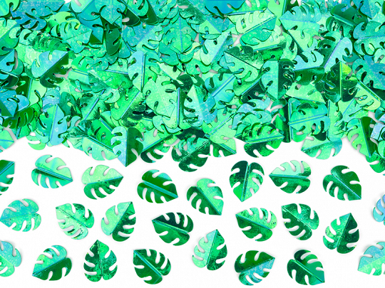Obrázek k výrobku 21003 - PartyDeco Konfety na párty zelené listy metalické (15 g)