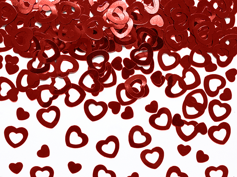 Obrázek k výrobku 19148 - PartyDeco metalizované konfety Srdce červené
