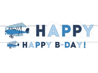 Obrázek k výrobku PartyDeco narozeninová girlanda s letadlem Happy B-Day