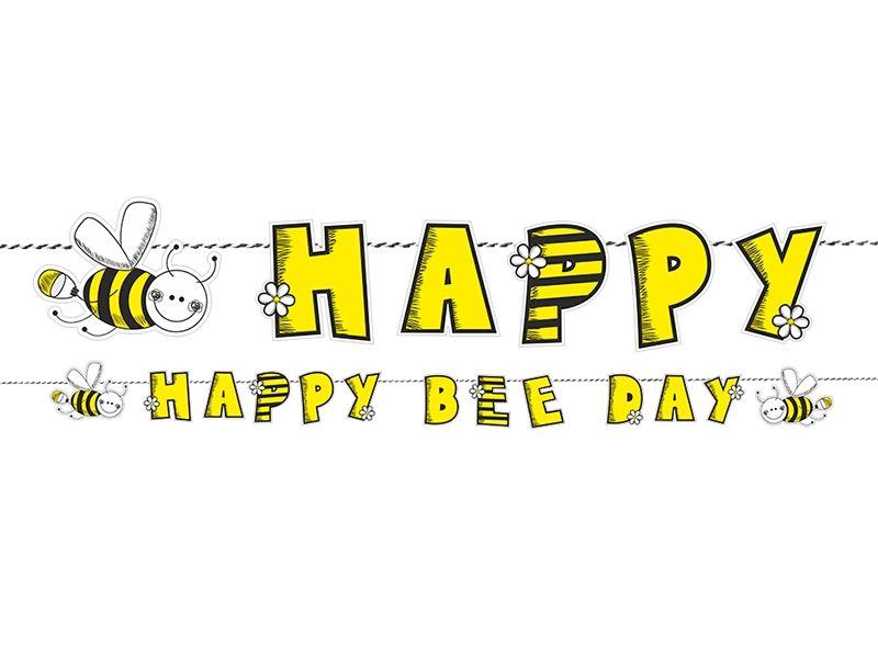 Obrázek k výrobku 14842 - PartyDeco narozeninová girlanda s včeličkou Happy Bee Day