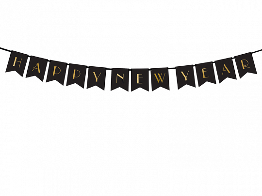 Obrázek k výrobku 20250 - PartyDeco papierová girlanda Happy New Year čierna